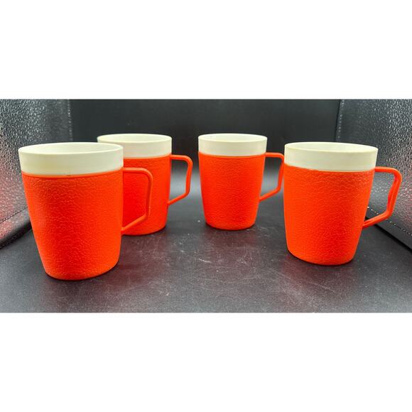 4 MCM Burnt Orange Vintage 60s' Arnoldware Thermo-mugs Camping Cups Glamping 3O - Picture 3 of 10